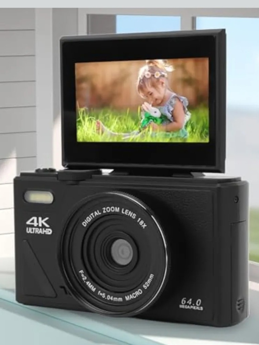 4k Digital Camera with 3 Inch IPS, 64 Million Pixels and 18x Zoom/256G/MP4-JPEG